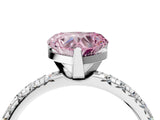 Silver Fancy Pink Heart Cut Diamond Solitaire Pavé Engagement Ring with Round Band and Prong Setting_5