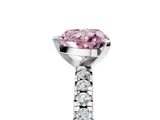 Silver Fancy Pink Heart Cut Diamond Solitaire Pavé Engagement Ring with Round Band and Prong Setting_6