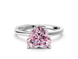 Silver Fancy Pink Heart Cut Diamond Solitaire Ring with Classic Band and Four-Prong Setting_6