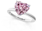 Silver Fancy Pink Heart Cut Diamond Solitaire Ring with Classic Band and Four-Prong Setting_7