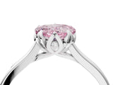 Silver Fancy Pink Heart Cut Diamond Solitaire Ring with Flower Prong Setting and Classic Band_4