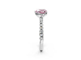 Silver Fancy Pink Heart Cut Diamond Solitaire Ring with Round  Pavé Band and Four-Prong Setting_38