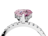 Silver Fancy Pink Heart Cut Diamond Solitaire Ring with Round  Pavé Band and Four-Prong Setting_40
