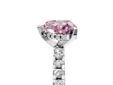 Silver Fancy Pink Heart Cut Diamond Solitaire Ring with Round  Pavé Band and Four-Prong Setting_41