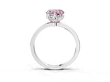 Silver Fancy Pink Heart Cut Diamond Solitaire Ring with Thin Band and Prong Setting_3