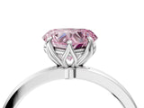 Silver Fancy Pink Heart Cut Diamond Solitaire Ring with Thin Band and Prong Setting_4