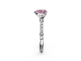 Silver Fancy Pink Heart  Cut Diamond Solitaire with Pave Band and Four-Prong Setting 3