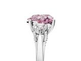 Silver Fancy Pink Heart Cut Diamond Three-Stone Engagement Ring with Prong Setting and Pavé Band_11