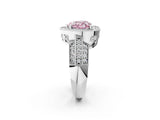 Silver Fancy Pink Heart Cut Halo Diamond Engagement Ring with Pave Split Shank and Four-Prong Setting_8