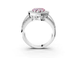 Silver Fancy Pink Heart Cut Halo Diamond Engagement Ring with Pave Split Shank and Four-Prong Setting_9