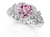 Silver Fancy Pink Heart Cut Halo Diamond Split Shank Engagement Ring with Four-Prong Setting_7