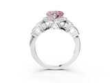 Silver Fancy Pink Heart Cut Halo Diamond Split Shank Engagement Ring with Four-Prong Setting_9