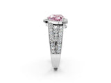 Silver Fancy Pink Heart Cut Halo Diamond Split Shank Ring with Prong Setting_32