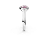 Silver Fancy Pink Heart  Cut Halo Solitaire Engagement Ring with Square Band and Four-Prong Setting_26