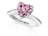 Silver Fancy Pink Heart  Cut Solitaire Engagement Ring with Tapered Band and Four-Prong Setting 1