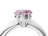 Silver Fancy Pink Heart  Cut Solitaire Engagement Ring with Tapered Band and Four-Prong Setting 4