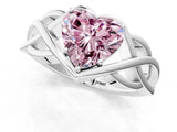 Silver Fancy Pink Heart Cut Solitaire Intertwined Band Prong Setting Ring_7