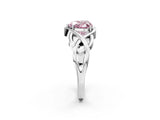 Silver Fancy Pink Heart Cut Solitaire Intertwined Band Prong Setting Ring_8