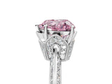 Silver Fancy Pink Heart Cut Solitaire Split Shank Pave Diamond Engagement Ring with Four-Prong Setting_11