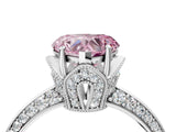 Silver Fancy Pink Heart Cut Solitaire Split Shank Pave Diamond Engagement Ring with Four-Prong Setting_64