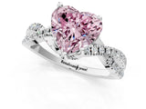 Silver Fancy Pink Heart Cut Solitaire Twist Pave Diamond Engagement Ring with Prong Setting_43