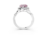 Silver Fancy Pink Heart  Halo Diamond Engagement Ring with Twisted Band and Four-Prong Setting 3