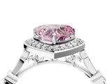 Silver Fancy Pink Heart  Halo Diamond Engagement Ring with Twisted Band and Four-Prong Setting 4