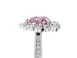 Silver Fancy Pink Heart  Halo Milgrain Pave Diamond Ring with Four-Prong Setting 5