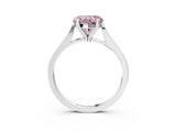 Silver Fancy Pink Heart  Solitaire Diamond Ring with Four-Prong Setting and Tapered Band 4
