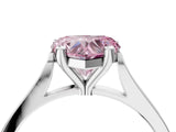 Silver Fancy Pink Heart  Solitaire Diamond Ring with Four-Prong Setting and Tapered Band 5