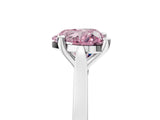Silver Fancy Pink Heart  Solitaire Diamond Ring with Four-Prong Setting and Tapered Band