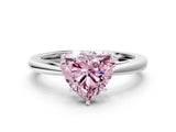 Silver Fancy Pink Heart  Solitaire Diamond Ring with Split Shank and Four-Prong Setting_12