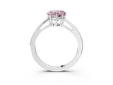 Silver Fancy Pink Heart  Solitaire Diamond Ring with Split Shank and Four-Prong Setting_15