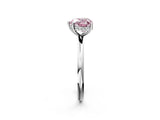 Silver Fancy Pink Heart  Solitaire Diamond Ring with a Classic Band and Four-Prong Setting 3