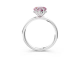 Silver Fancy Pink Heart  Solitaire Diamond Ring with a Classic Band and Four-Prong Setting 4