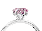 Silver Fancy Pink Heart  Solitaire Diamond Ring with a Classic Band and Four-Prong Setting 5