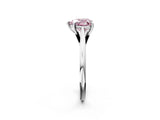 Silver Fancy Pink Heart  Solitaire Engagement Ring with Four-Prong Setting and Classic Band 3