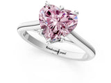 Silver Fancy Pink Heart  Solitaire Engagement Ring with Six-Prong Setting and Classic Band 2