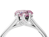 Silver Fancy Pink Heart  Solitaire Engagement Ring with Six-Prong Setting and Classic Band 5