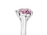 Silver Fancy Pink Heart  Solitaire Engagement Ring with Six-Prong Setting and Classic Band