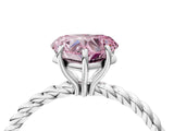 Silver Fancy Pink Heart  Solitaire Twist Band Ring with Four-Prong Setting_10