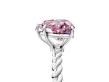 Silver Fancy Pink Heart  Solitaire Twist Band Ring with Four-Prong Setting_11