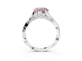 Silver Fancy Pink Heart  Solitaire Twist Band Six-Prong Setting 4