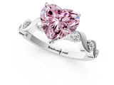 Silver Fancy Pink Heart  Solitaire Twisted Band with Prong Setting 1