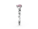 Silver Fancy Pink Heart  Solitaire Twisted Band with Prong Setting 2