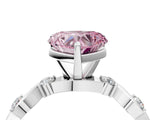 Silver Fancy Pink Heart  Solitaire Twisted Band with Prong Setting 4