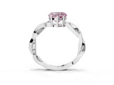 Silver Fancy Pink Heart  Solitaire Twisted Pave Diamond Ring with Four-Prong Setting_3