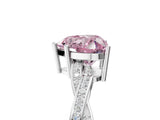 Silver Fancy Pink Heart  Solitaire Twisted Pave Diamond Ring with Four-Prong Setting_5