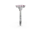 Silver Fancy Pink Marquise  Brilliant Diamond Solitaire with Pavé Band and Four-Prong Setting 2