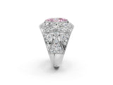 Silver Fancy Pink Marquise Cut Brilliant Halo Pave Diamond Milgrain Ring_8